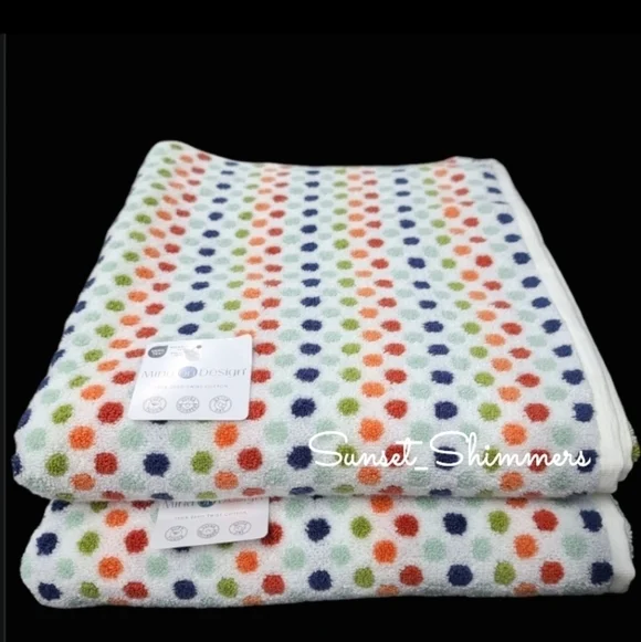 8pc Mind on Design Bath Hand Washcloth Towel Set Multicolored Dot Zero Twist NEW - Picture 5 of 7